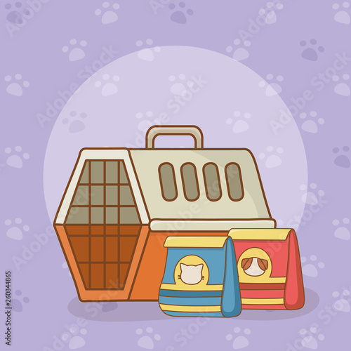 pet transport box and food