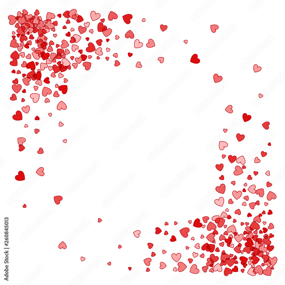 Frame or border of random scatter hearts Frame or border of random scatter hearts