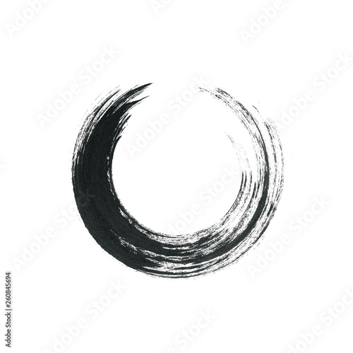 Circle brush stroke frame isolated on white background  for crea