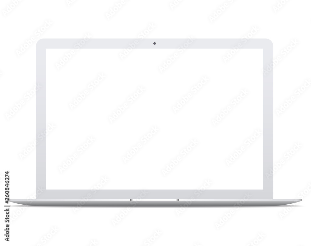 White laptop mockup. Realistic vector