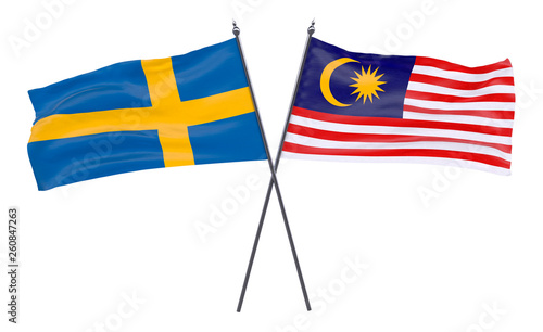 Free Download Sweden and Malaysia, two crossed flags isolated on white background. 3d image - GFXLoad