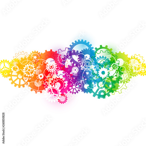 Bunte Zahnräder Regenbogen Horizontal