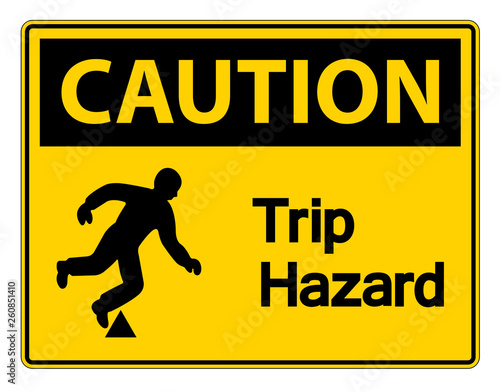 Caution Trip Hazard Symbol Sign on white background,Vector illustration