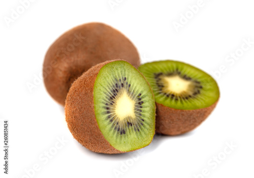 Cuted kiwi fruit isolated on white background, healthy food