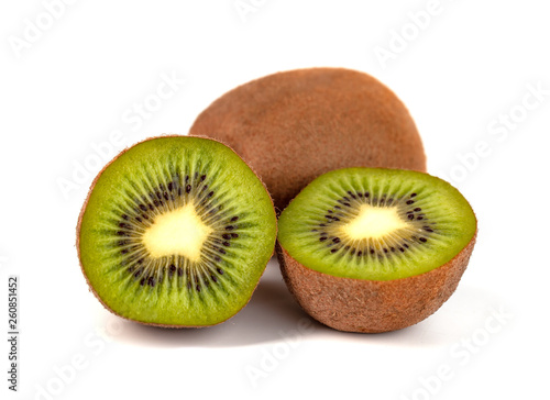 Cuted kiwi fruit isolated on white background, healthy food