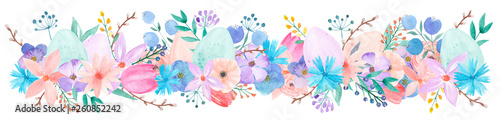 Watercolor easter flowers frame