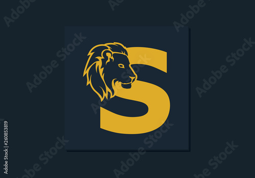 Lion head inside letter S. Abstract, creative emblem for logotype, brand identity, company, corporate, entity name. Modern simple luxury template alphabet. Letter Design Vector. Animal concept. EPS photo