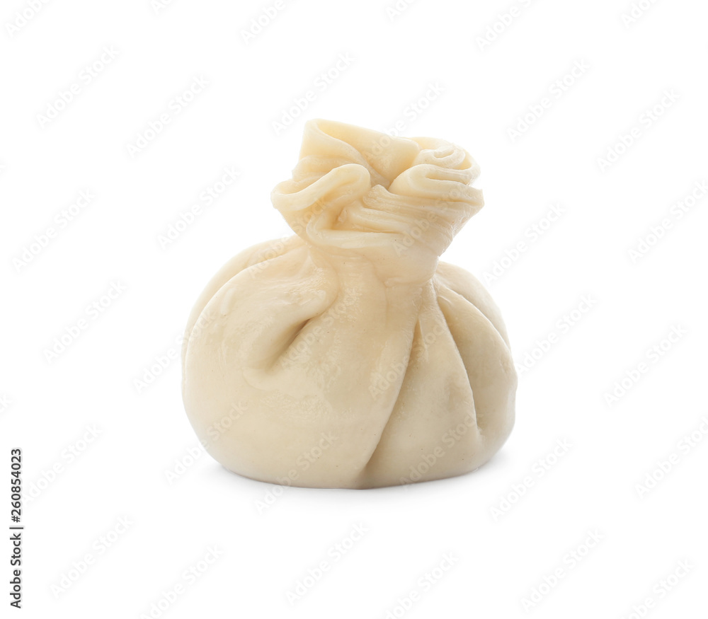 Boiled dumpling with tasty filling isolated on white