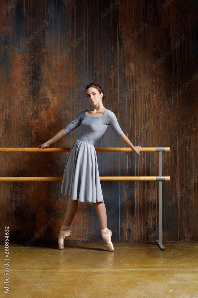 Fototapeta premium Young beautiful ballerina is posing in studio