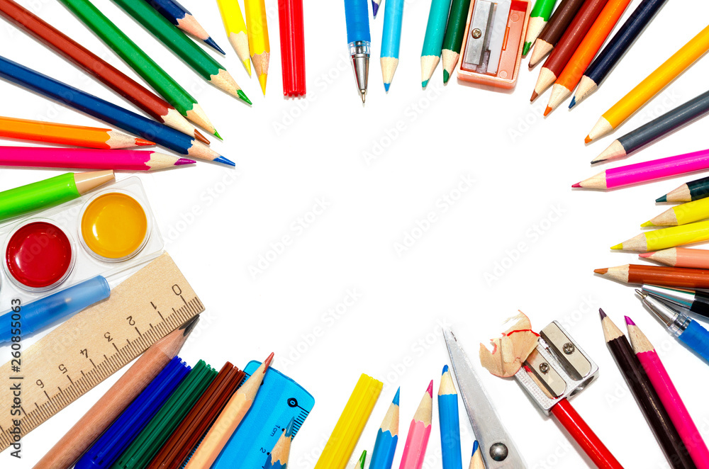 Fototapeta premium Close up color pencils isolated on white background.