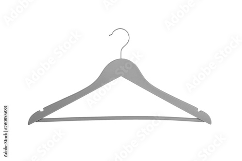 Empty hanger on white background. Wardrobe accessory