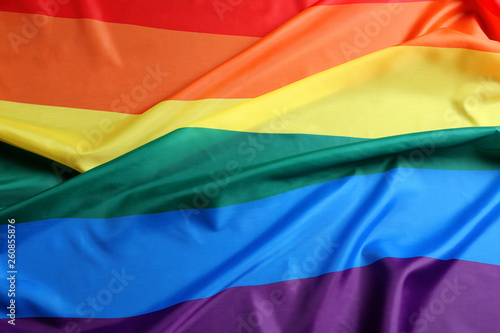 Bright rainbow gay flag as background. LGBT community