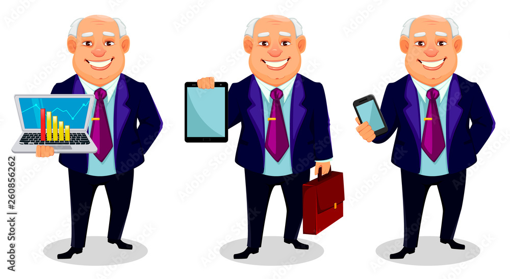Cheerful fat business man cartoon character Cheerful fat business man cartoon character