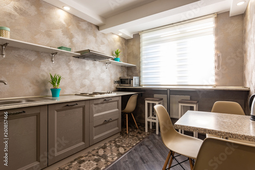 Tableau sur toile Spacious kitchen in an apartment high-rise building