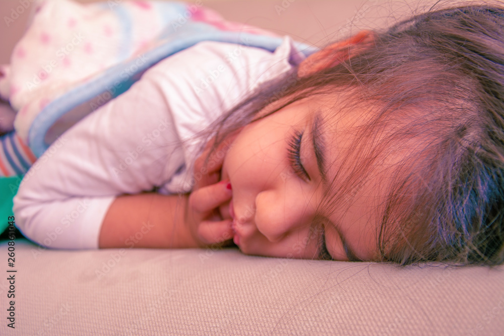 3 year old little girl sleeping on sofa 3 year old little girl sleeping on sofa