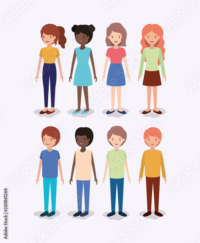 group of diversity kids characters