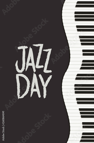 Photography jazz day poster with piano keyboard