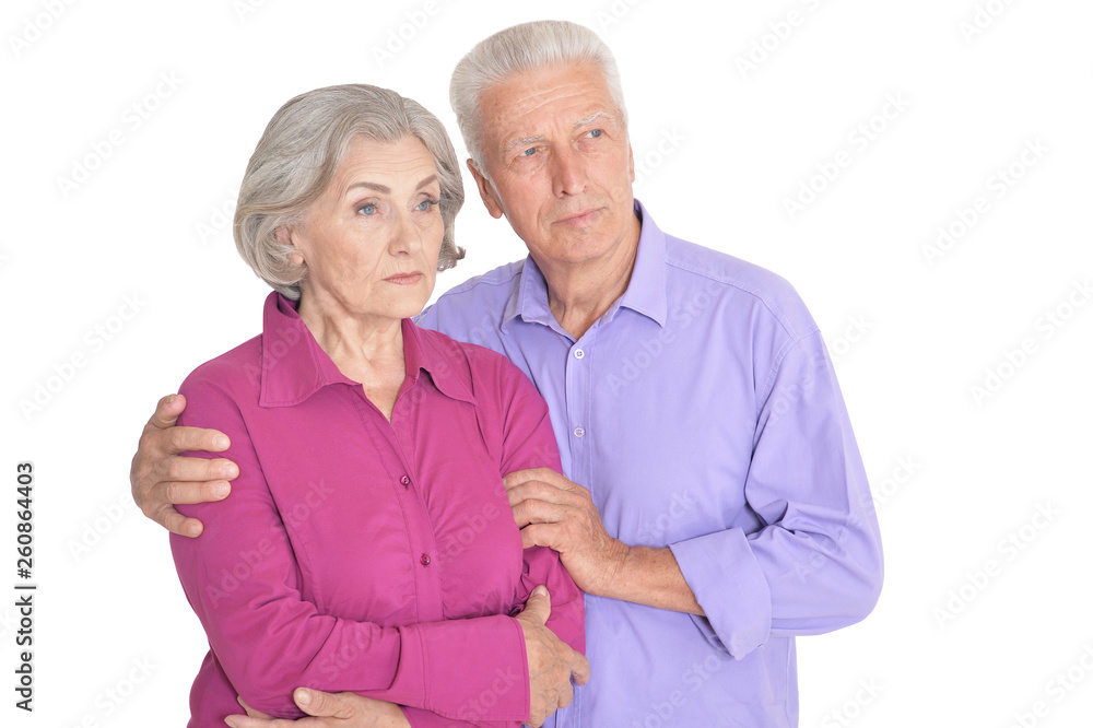 Portrait of sad senior couple isolated on white background Portrait of sad senior couple isolated on white background