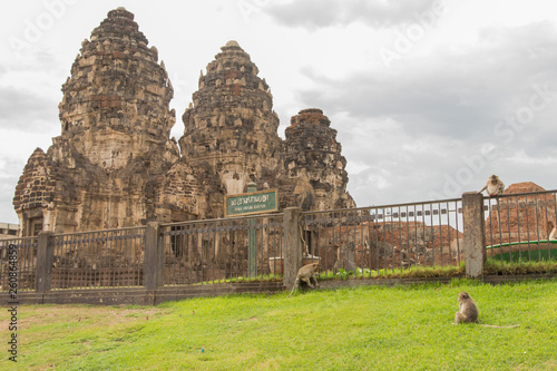 Monkey temple, Phra Prang Sam Yod temple in Lopburi, Thailand, Asia photo