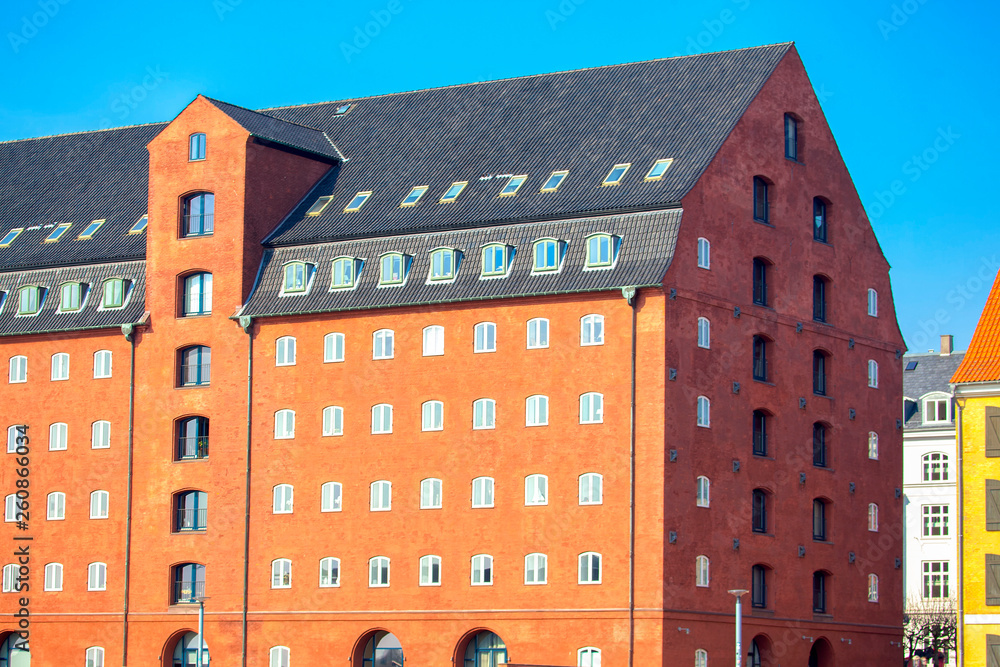 scandinavian red house , exterior view