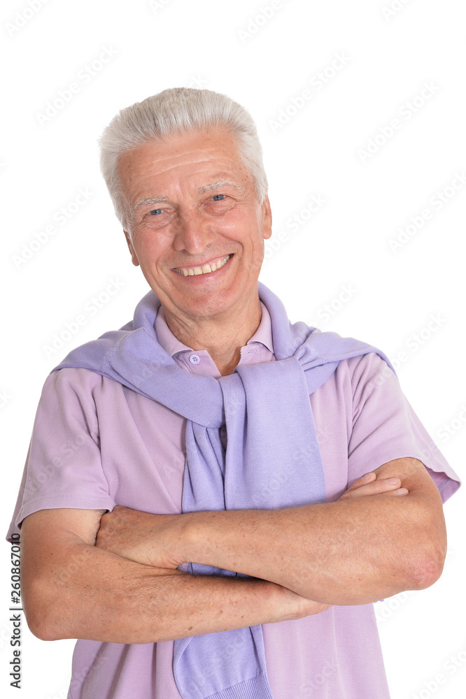 Close up portrait of senior man on white background Close up portrait of senior man on white background