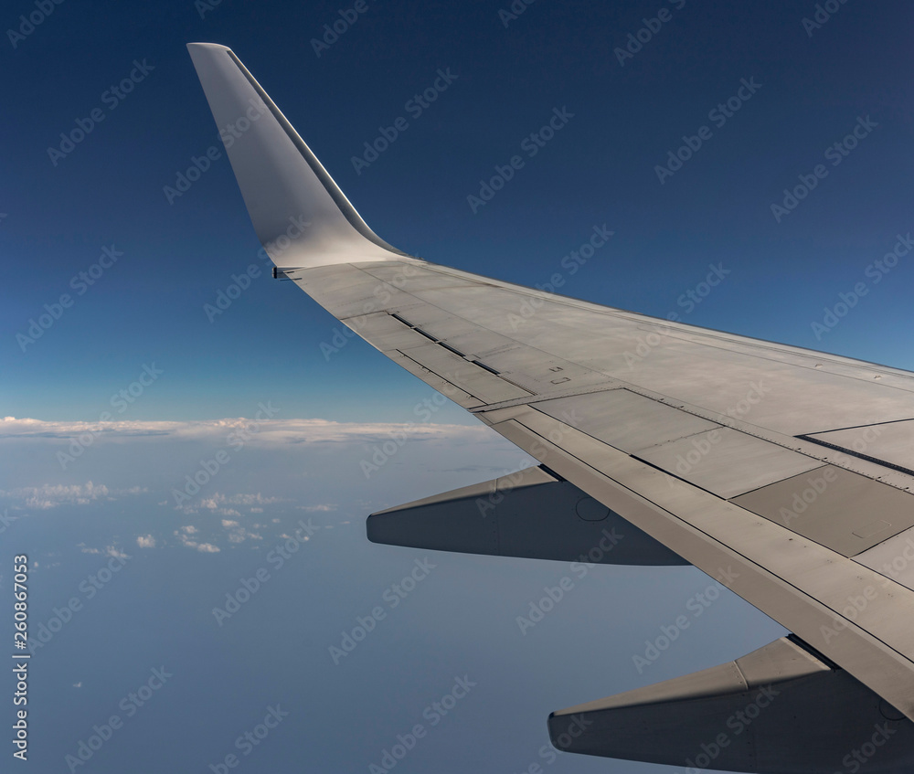 View of the earth from the wing of the aircraft.