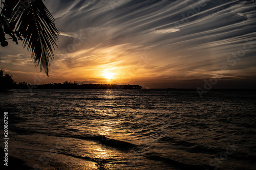 Scenic caribbean sunset in Las Terrenas, Dominican Republic