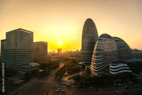 Beijing Financial Center, China, Sunset at CBD Business. photo