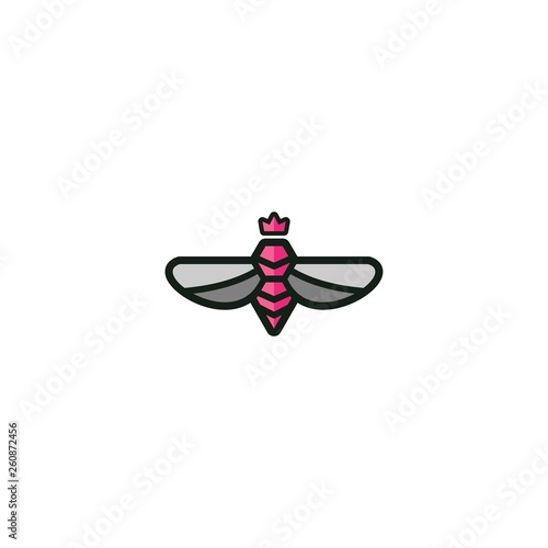 elegant simple robotic queen bee for honey product vector logo design photo