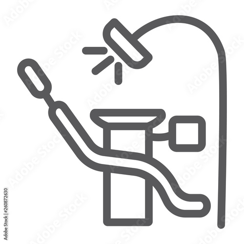 Dentist chair line icon, dental and medical, stomatologist chair sign, vector graphics, a linear pattern on a white background.