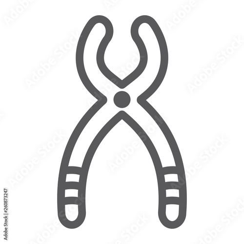 Dental forceps line icon, dentistry and teeth, dentist tool sign, vector graphics, a linear pattern on a white background.