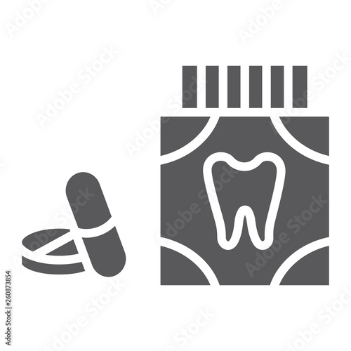 Toothache painkiller tablets glyph icon, stomatology and dental, dentistry pills sign, vector graphics, a solid pattern on a white background.