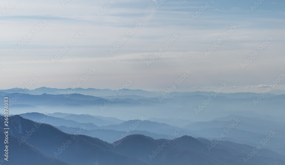 Blue Pastel Mountain Landscape Japan