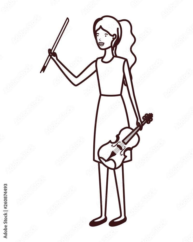 young woman with violin character young woman with violin character
