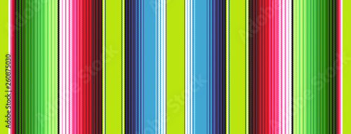 Lime Green Blue Red Mexican Blanket Serape Stripes Seamless Vector Pattern. Rug Texture with Threads. Background for Cinco de Mayo Party Decor or Mexican Food Restaurant Menu. Pattern Tile Swatch Incl