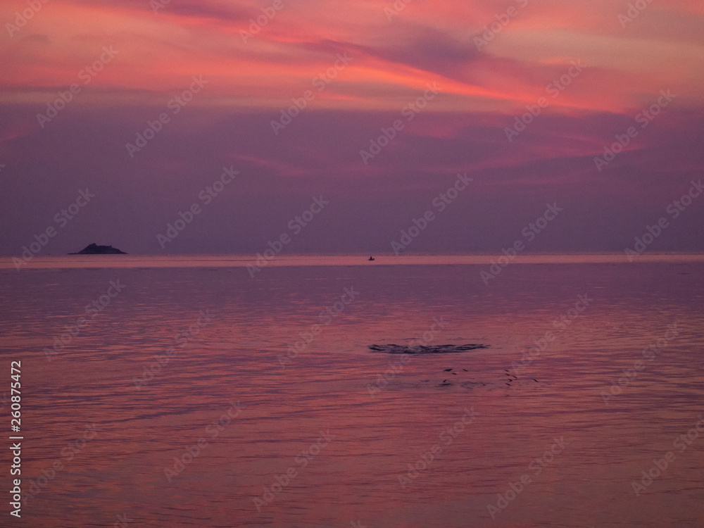 Beautiful, multi-colored clouds at sunset. Ko Phangan.Thailand.