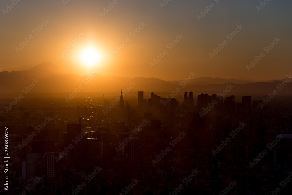 Fototapeta premium Tokyo Sunset over Mt. Fuji