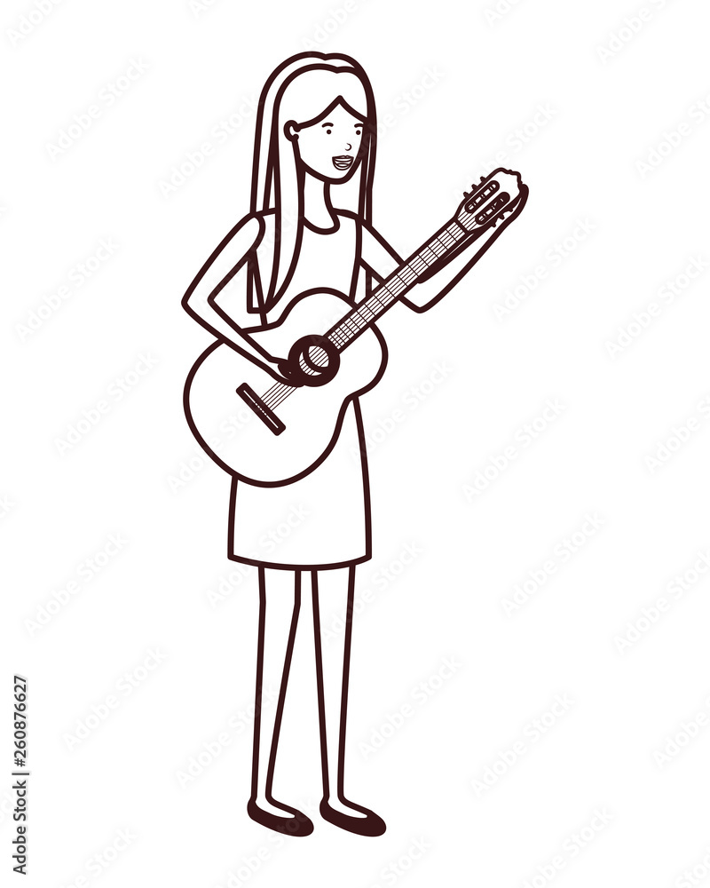 young woman with guitar character young woman with guitar character