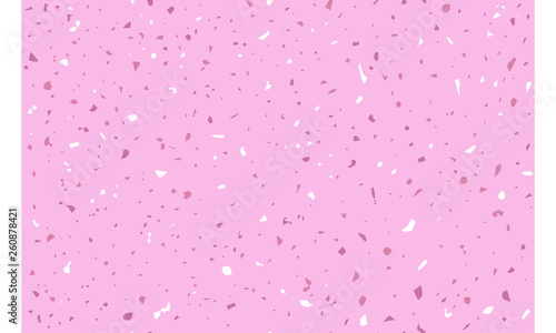 Rose gold terrazzo seamless pattern. Vector texture of mosaic floor with natural stones, granite, marble, quartz, limestone, concrete.