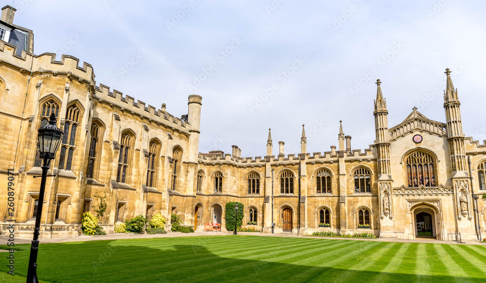 Courtyard of the Corpus Christi College, Is one of the ancient colleges in the University of Cambridge founded in 1352.