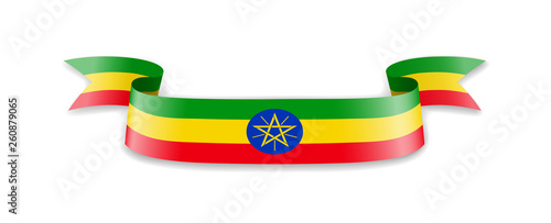 Ethiopia flag in the form of wave ribbon.