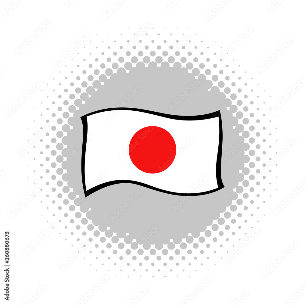 Japan flag on halftone round shape Japan flag on halftone round shape