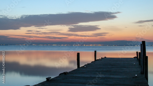 Sunset in the dock of Albufera of Valencia.