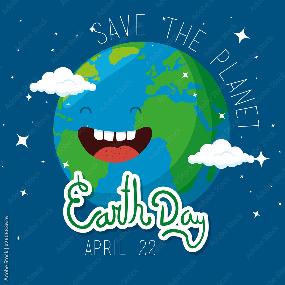 happy planet with eyes and mouth to earth day happy planet with eyes and mouth to earth day