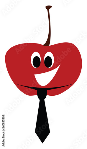 Happy cartoon tomato with black tie vector illustartion on white background