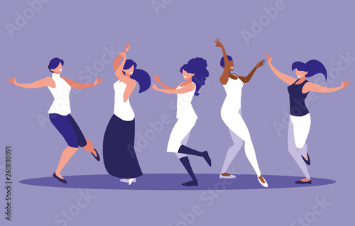 group women dancing avatar character