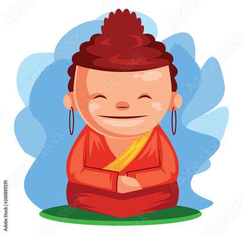 Buddha wishes you Happy Chinese New Year vector illustration