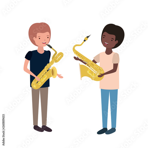 men with musical instruments character