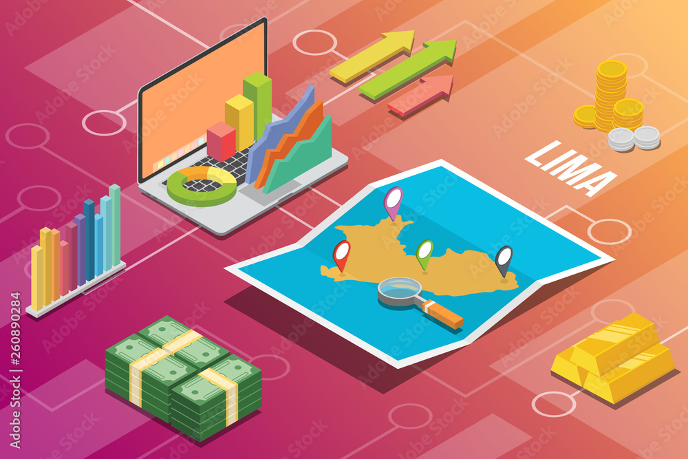 lima peru city isometric financial economy condition concept for describe cities growth expand - vector lima peru city isometric financial economy condition concept for describe cities growth expand - vector