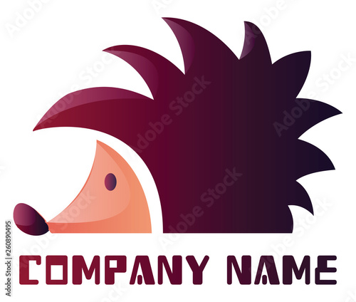 Simple purple hedgehog vector logo design on white background